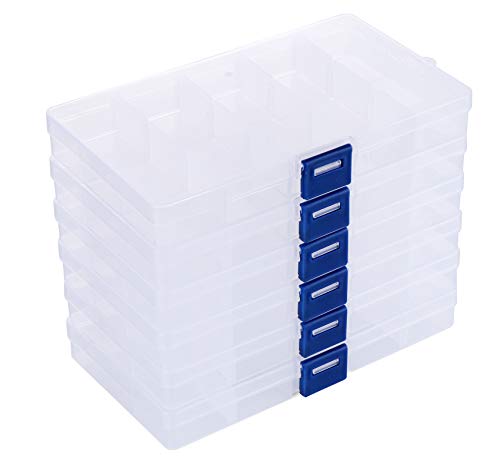 ilauke 6 Stück Fächer Aufbewahrungsbox, Plastik Schmuck Sortierboxen 15 Raster für Veranstalter Perlen Ohrring, Einstellbar Sortimentskasten ilauke 6 Stück Fächer Aufbewahrungsbox, Plastik Schmuck Sortierboxen 15 Raster für Veranstalter Perlen Ohrring, Einstellbar Sortimentskasten von ilauke