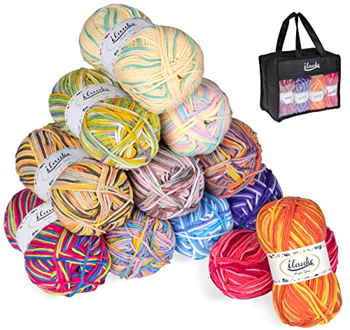ilauke 600g Handstrickgarn Mehrfarbig 12x50g Weiches Acryl Häkelwolle zum Stricken, Woll zum Häkeln Baumwolle und Basteln Mehrfarbig mit Farbverlauf zum Basteln, Häkelgarn für DIY-Strickprojekt ilauke 600g Handstrickgarn Mehrfarbig 12x50g Weiches Acryl Häkelwolle zum Stricken, Woll zum Häkeln Baumwolle und Basteln Mehrfarbig mit Farbverlauf zum Basteln, Häkelgarn für DIY-Strickprojekt von ilauke