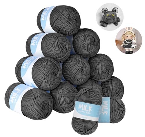 ilauke Doppelstrickgarn - Schwarz - 600g Knäuel Acrylwolle - Stricken oder Häkeln - Hypoallergenes & Veganes Acrylgarn Strickwolle Häkelgarn, ideal für Anfänger, Kinder Basteln (Grau) von ilauke