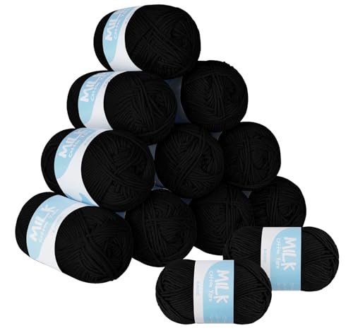 ilauke Doppelstrickgarn - Schwarz - 600g Knäuel Acrylwolle - Stricken oder Häkeln - Hypoallergenes & Veganes Acrylgarn Strickwolle Häkelgarn, ideal für Anfänger, Kinder Basteln (Schwarz) von ilauke