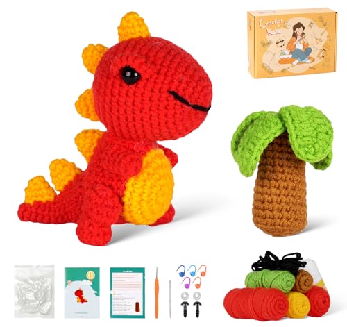 ilauke Einsteiger Häkelset für Anfänger mit kinderleichtem Garn, Komplettes Häkelnadel Set mit Polyesterfaserfüllung Handnähnadel Stichmarkern, Anleitung für Kinder Erwachsene DIY(Tyrannosaurus Rex) ilauke Einsteiger Häkelset für Anfänger mit kinderleichtem Garn, Komplettes Häkelnadel Set mit Polyesterfaserfüllung Handnähnadel Stichmarkern, Anleitung für Kinder Erwachsene DIY(Tyrannosaurus Rex) von ilauke