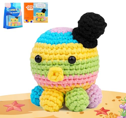 ilauke Einsteiger Häkelset für Anfänger mit kinderleichtem Garn, Komplettes Häkelnadel Set mit Polyesterfaserfüllung Handnähnadel Stichmarkern, Anleitung für Kinder Erwachsene DIY (RegenbogenOktopus) ilauke Einsteiger Häkelset für Anfänger mit kinderleichtem Garn, Komplettes Häkelnadel Set mit Polyesterfaserfüllung Handnähnadel Stichmarkern, Anleitung für Kinder Erwachsene DIY (RegenbogenOktopus) von ilauke