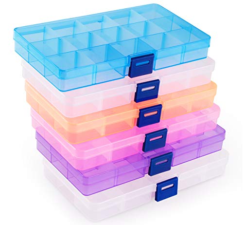 ilauke Fächer Aufbewahrungsbox, Plastik Aufbewahrungsbox in 5 Farben Sortierbox Sortimentsboxen Einstellbar Fächer für Schmuck Veranstalter Perlen Ohrring - 15 Raster*6 Stück ilauke Fächer Aufbewahrungsbox, Plastik Aufbewahrungsbox in 5 Farben Sortierbox Sortimentsboxen Einstellbar Fächer für Schmuck Veranstalter Perlen Ohrring - 15 Raster*6 Stück von ilauke