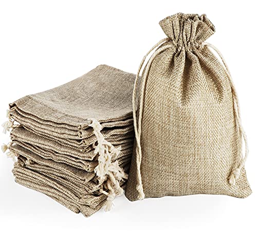 ilauke Weihnachtskalender Jutesäckchen Natur,30 Jute Geschenktüten 13 x 18cm,Jute Zugbeutel Wiederverwendbar Stoffbeutel Klein für Party,Geburtstagsfeier,Hochzeiten,Jute Beutel für Adventskalender von ilauke