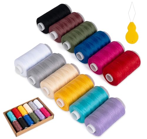 ilauke Nähgarn, 12 Farben, Polyestergarn, 700 Meter pro Spule, Allzweckgarn für Nähgarn-Sortiment, Handnähen, Quiltgarn und Nähmaschine ilauke Nähgarn, 12 Farben, Polyestergarn, 700 Meter pro Spule, Allzweckgarn für Nähgarn-Sortiment, Handnähen, Quiltgarn und Nähmaschine von ilauke