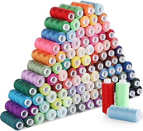 ilauke Nähgarn Set Mit 100 Farben Hochwertiger Nähgarn aus Polyester, Einweg, Nähzeug-Set, 250 Yard/Rollen von ilauke