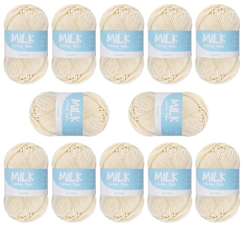 ilauke Superweiches Doppelstrickgarn, Premium-Acryl-Häkelgarn zum Stricken, strapazierfähiges Knäuel aus grobem Garn zum Häkeln, ideal für Garnprojekte, Handwerk, 600 g, 1200 m (cremebeige) von ilauke