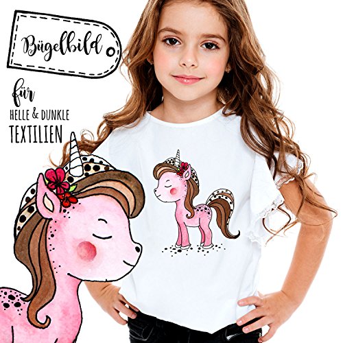 Bügelbild mit Einhorn Bügelbilder Mädchen rosa Applikation Einhornpatch bb042 ilka parey wandtattoo-welt® von ilka parey wandtattoo-welt