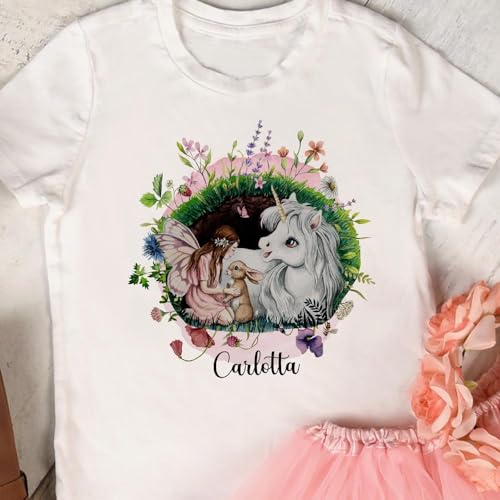 Bügelbilder Elfe Fee Einhorn Häschen Wald Elfenwald in A5 A4 Bogen Wunschname Name Applikation Kissen Shirt Bügelbild Bügelmotiv Patch auch dunkle Textilien bb264 - ausgewählte Größe: *A5* von ilka parey wandtattoo-welt
