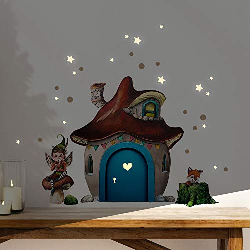 Elfentür Wichteltür Feentür Wandtattoo Pilzhaus kleiner Wichtel Fuchs im Wald + Leuchtsticker e35 - ausgewählte Farbe: *lila Holztür* Elfentür Wichteltür Feentür Wandtattoo Pilzhaus kleiner Wichtel Fuchs im Wald + Leuchtsticker e35 - ausgewählte Farbe: *lila Holztür* von ilka parey wandtattoo-welt