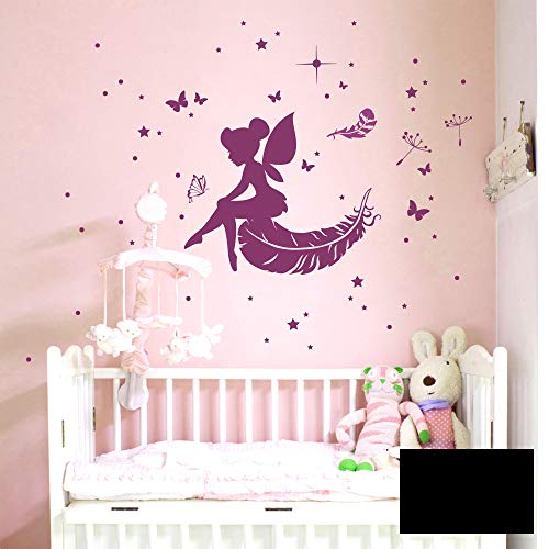 Wandtattoo Wandaufkleber Wandsticker Wandbild Aufkleber Sticker Fee Elfe Feder Sterne Pusteblume M1916 ausgewählte Farbe: *schwarz* ausgewählte Größe: *XL* von ilka parey wandtattoo welt