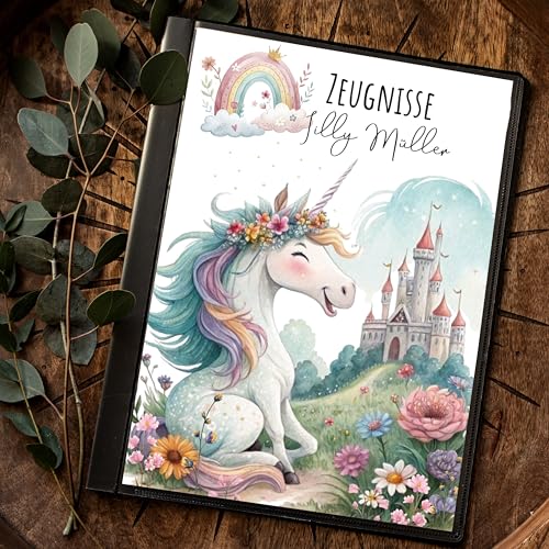 ilka parey Zeugnismappe 20er A4 Einhorn unicorn personalisierbar Schulanfang Schulanfänger Einschulung Wunschname Name zm84 von ilka parey wandtattoo-welt
