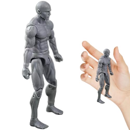 Actionfigur Körper, 4, 1 -Zoll -PVC -Blind -Action -Figur, DIY -Posenable, Sammlerbetriebszeichnung für Ausstellung, Spiel, Modellierung, Szenenspiel, Grau-/MaleAction -Körper von imFreienawn