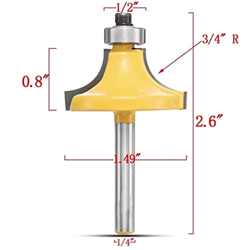 Holzbearbeitung Router Bit Set 1/4 Zoll Schaft 3/4 Zoll Radius Carbide rund über Kanten Router Bit Holz Arbeitenschneider Holzbearbeitung Router Bit Set 1/4 Zoll Schaft 3/4 Zoll Radius Carbide rund über Kanten Router Bit Holz Arbeitenschneider von imFreienawn