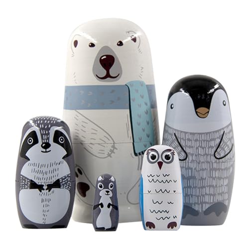 imFreienawn Russische Puppen, 5pcs Holzstapel-Nistpuppen, 5-Tier süße Bildung Traditionelle Russisch für Wohnkultur für Kinder Erwachsene von imFreienawn