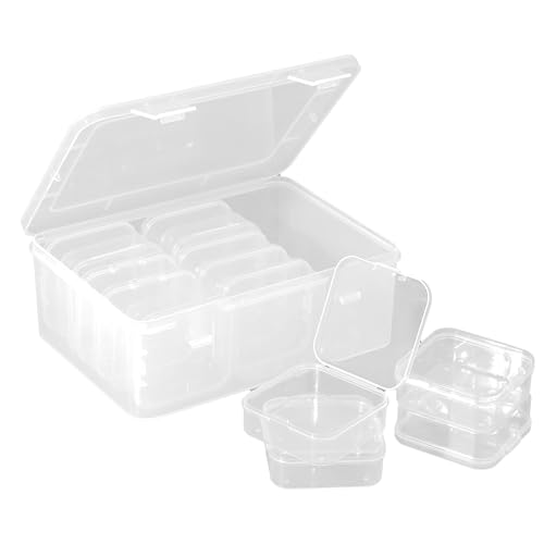 15-Stück Sortierboxen für Kleinteile & Bastelsachen Kleine Aufbewahrungsboxen Mini Dosen mit Deckel (5,5x5,5x2cm), Transparenter Organizer Box Set für Schmuck, Medikamente, Bastelmaterial & DIY von imSHHWcs