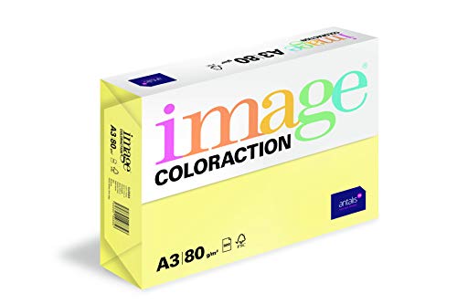 Image Coloraction Florida - farbiges Kopierpapier - DIN A3, 297 x 420 mm, 80 g/m² - buntes, holzfreies Druckerpapier für Kopierer - 500 Blatt - Zitronengelb von IMAGE