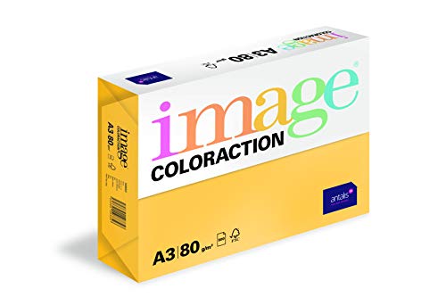 Image Coloraction Hawai - farbiges Kopierpapier - DIN A3, 297 x 420 mm, 80 g/m² - buntes, holzfreies Druckerpapier für Kopierer - 500 Blatt - Intensivgelb von IMAGE
