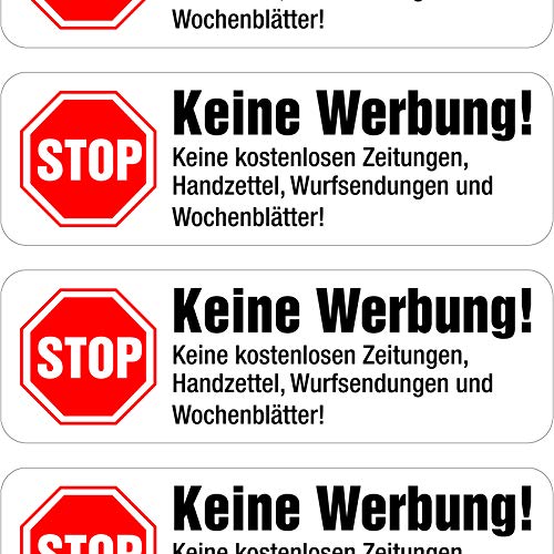 immi 10 Keine Werbung Aufkleber, Weiß, einzeln abziehbar, Stop Briefkastenwerbung von immi