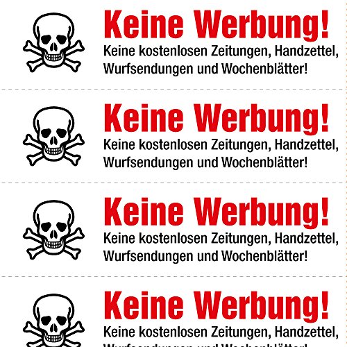 immi 40 Aufdrucke, Stop Keine Werbung Aufkleber (Totenkopf - gleiche Aufdrucke) von immi