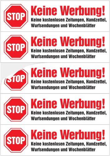 immi 5St. Keine Werbung Aufkleber in fetter roter Schrift, matt, wetterfest immi 5St. Keine Werbung Aufkleber in fetter roter Schrift, matt, wetterfest von immi