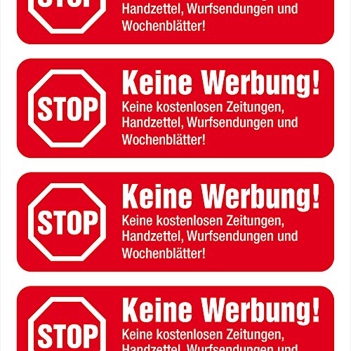 immi 8 Keine Werbung Aufkleber, Rot, einzeln abziehbar, Stop Briefkastenwerbung immi 8 Keine Werbung Aufkleber, Rot, einzeln abziehbar, Stop Briefkastenwerbung von immi