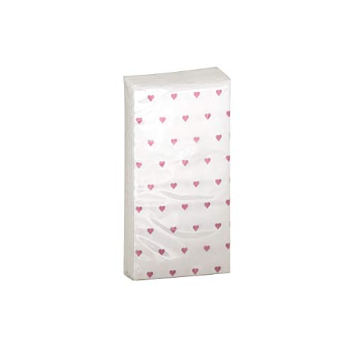 10 x 10 Taschentücher 'Herzen' Rosa für die Freudentränen (100 Stück) - Hochzeit, Taufe oder Kommunion von in due
