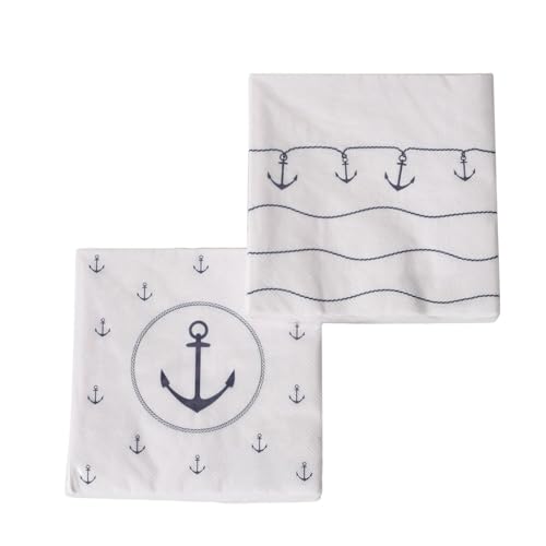 2 x 20 Servietten 'Anker - Tau' Maritime Papierservietten - 3-lagig 33 x 33 cm 2 x 20 Servietten 'Anker - Tau' Maritime Papierservietten - 3-lagig 33 x 33 cm von in due