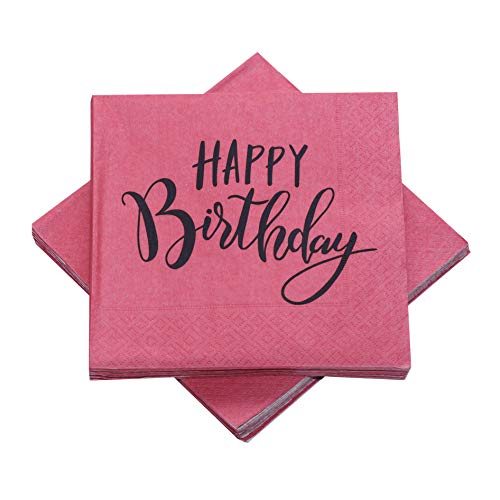 20 Servietten 'Happy Birthday' zum Geburtstag 33x33 cm - (altrosa/anthrazit) von in due