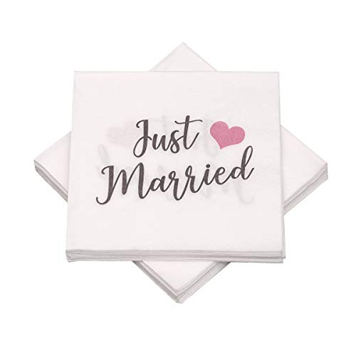 20 Servietten 'Just Married' 33x33 cm - taupe rosa - Hochzeit von in due