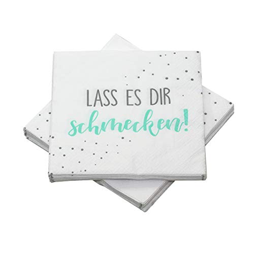 20 Servietten 'Lass es dir schmecken!' 33 x 33 cm (mint/grau) von in due