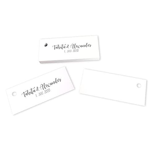 28 Kärtchen personalisiert mit Namen & Hochzeitsdatum 7,5 x 3 cm grau - Gastgeschenke Hochzeit Goldhochzeit Bastelbedarf 28 Kärtchen personalisiert mit Namen & Hochzeitsdatum 7,5 x 3 cm grau - Gastgeschenke Hochzeit Goldhochzeit Bastelbedarf von in due