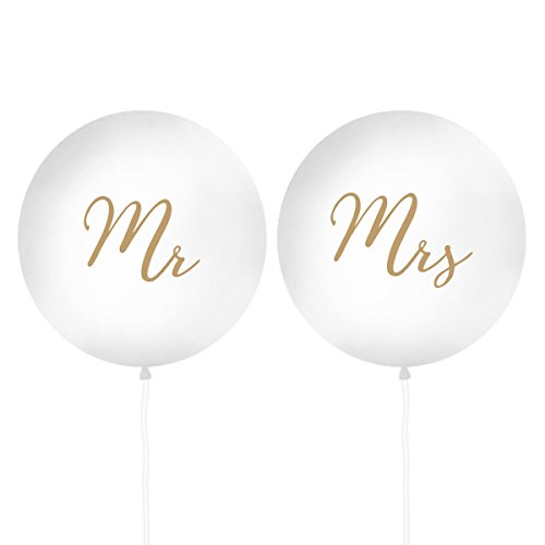 XXL Luftballons 'Mr & Mrs' GOLD 100 cm (2 Stück) Hochzeit Hochzeitsdeko Vintage Fotos von in due