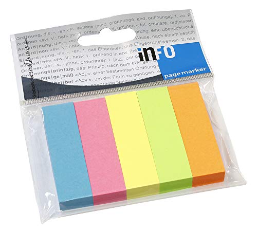 Pagemarker brilliantmix, 5 Blöcke mit je 100 Blatt im Polybeutel, je 15 x 50mm, 12 Packs im Karton von inFO Notes