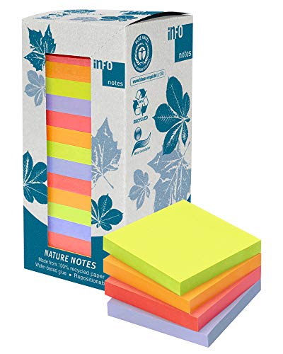 Recycling Haftnotiz Tower, 16 x 100 Blatt, 75x75mm, in strahlenden recycling Farben, ausgezeichnet mit dem Blauen Engel, 16 Blöcke in Recycling Box verpackt Recycling Haftnotiz Tower, 16 x 100 Blatt, 75x75mm, in strahlenden recycling Farben, ausgezeichnet mit dem Blauen Engel, 16 Blöcke in Recycling Box verpackt von inFO Notes