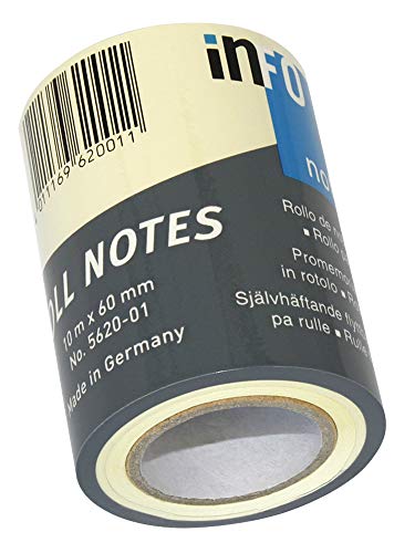 Roll Notes Haftnotizen, Nachfüllpack pastell gelb, 60 x 10000mm, Pack mit 10 Stück Roll Notes Haftnotizen, Nachfüllpack pastell gelb, 60 x 10000mm, Pack mit 10 Stück von inFO Notes