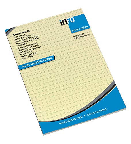 inFO Notes, extrastrake Haftkraft, Gelbe Haftnotizen kariert 100 x 150mm, FSC-Siegel, 100 Blatt pro Block, 12 Blöcke pro Pack inFO Notes, extrastrake Haftkraft, Gelbe Haftnotizen kariert 100 x 150mm, FSC-Siegel, 100 Blatt pro Block, 12 Blöcke pro Pack von inFO Notes