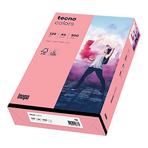 Inapa farbiges Druckerpapier, buntes Papier tecno Colors: 120 g/m², A4, 250 Blatt, rosa von inapa
