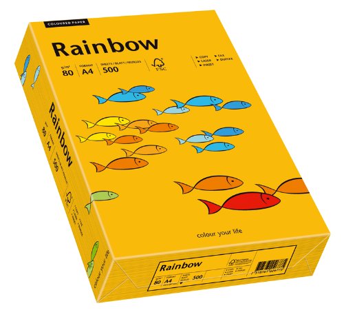 Papyrus 88042409 Drucker-/Kopierpapier farbig, Bastelpapier: Rainbow 80 g/m², A4, 500 Blatt Buntpapier, matt, mittelorange von Papyrus