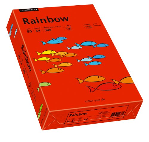 Papyrus 88042475 Drucker-/Kopierpapier farbig, Bastelpapier, Rainbow: 80 g/m² A4, 500 Blatt, matt, intensivrot von inapa