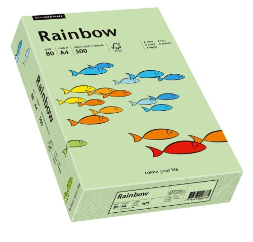 Papyrus 88042629 Drucker-/Kopierpapier farbig, Bastelpapier: Rainbow 80 g/m ², A4, 500 Blatt Buntpapier, matt, mittelgrün von Papyrus