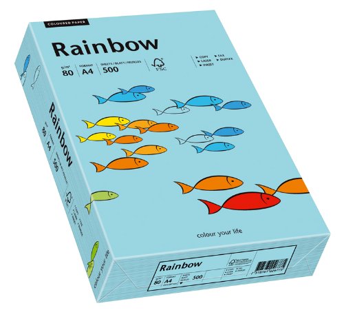 Papyrus 88042717 Drucker-/Kopierpapier farbig: Rainbow 80 g/m², A4 500 Blatt Buntpapier, Matt, Mittelblau von inapa