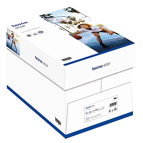 inapa Drucker-/ Kopierpapier tecno Star: 80 g/m², A4, 2.500 Blatt (5x500), weiß – Allround-Papier von inapa