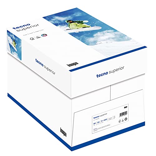 inapa Drucker-/ Kopierpapier tecno Superior: 80 g/m², A3, 2.500 Blatt (5x500), hochweiß von inapa