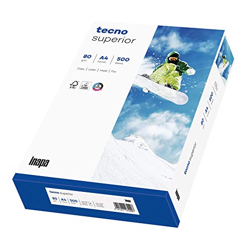 inapa Drucker-/ Kopierpapier tecno Superior: 80 g/m², A4, 500 Blatt, hochweiß, 4-fach gelocht inapa Drucker-/ Kopierpapier tecno Superior: 80 g/m², A4, 500 Blatt, hochweiß, 4-fach gelocht von inapa