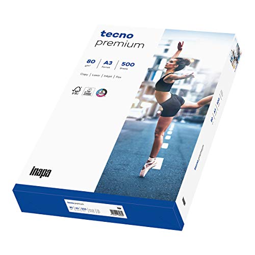 inapa Drucker-/Kopierpapier tecno Premium: 80 g/m², A3, hochweiß, 500 Blatt von inapa