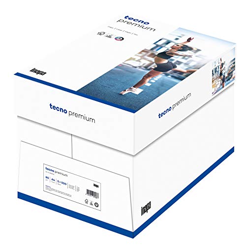 inapa Drucker-/Kopierpapier tecno Premium: 80 g/m², A4, 2.500 Blatt (5x500), hochweiß von tecno