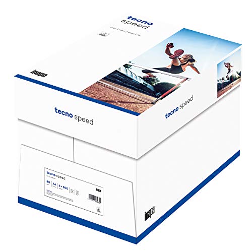 inapa Drucker-/Kopierpapier tecno Speed: 80 g/m², A4, weiß, 2500 Blatt - schnell und staufrei drucken von tecno
