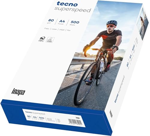 inapa Drucker-/Kopierpapier tecno Superspeed: 80 g/m², A4, hochweiß, 500 Blatt - schnell und staufrei drucken inapa Drucker-/Kopierpapier tecno Superspeed: 80 g/m², A4, hochweiß, 500 Blatt - schnell und staufrei drucken von inapa
