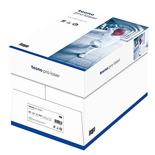 inapa Laserpapier, Drucker-/Kopierpapier tecno Pro Laser: 80 g/m², A4, 2.500 Blatt (5x500), weiß, PEFC von tecno